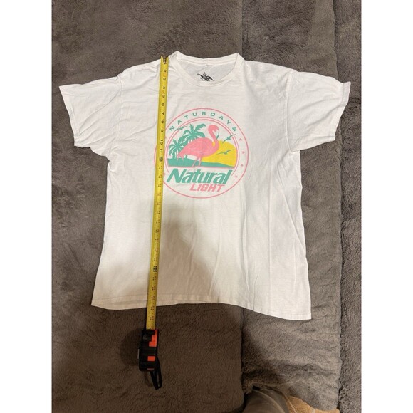 Natural Light Naturdays T-Shirt Men’s L White Flamingo Beer Graphic Tee 2022 - Picture 4 of 6